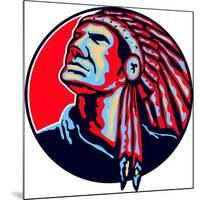 Native American Indian Chief Retro-patrimonio-Mounted Art Print