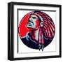 Native American Indian Chief Retro-patrimonio-Framed Art Print