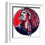 Native American Indian Chief Retro-patrimonio-Framed Art Print