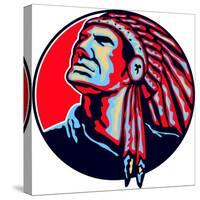 Native American Indian Chief Retro-patrimonio-Stretched Canvas