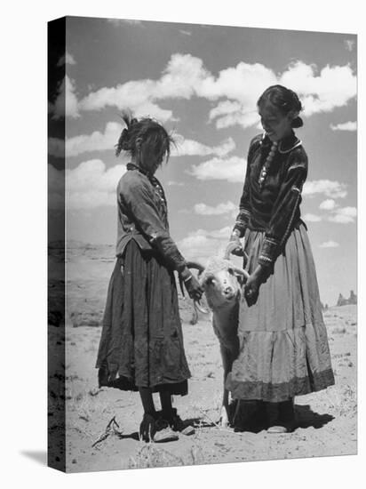 Native American Indian Children Playing with Ram-Loomis Dean-Stretched Canvas