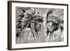 Native American Indian Head, Chief, Retro Style-outsiderzone-Framed Art Print