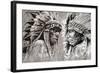 Native American Indian Head, Chief, Retro Style-outsiderzone-Framed Art Print