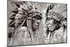 Native American Indian Head, Chief, Retro Style-outsiderzone-Mounted Premium Giclee Print