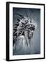 Native American Indian Head, Chief, Vintage Style-outsiderzone-Framed Art Print