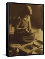 Native American Indian, the Potter (Nampeyo) Hopi-Edward S. Curtis-Framed Stretched Canvas