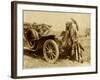 Native American Indian With Full Regalia And Headdress. From Horse To Automobile-Circa 1915-null-Framed Art Print