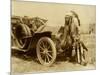 Native American Indian With Full Regalia And Headdress. From Horse To Automobile-Circa 1915-null-Mounted Art Print