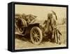 Native American Indian With Full Regalia And Headdress. From Horse To Automobile-Circa 1915-null-Framed Stretched Canvas