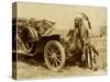 Native American Indian With Full Regalia And Headdress. From Horse To Automobile-Circa 1915-null-Stretched Canvas