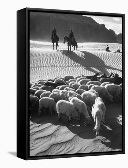 Native American Indians Herd Sheep-Loomis Dean-Framed Stretched Canvas