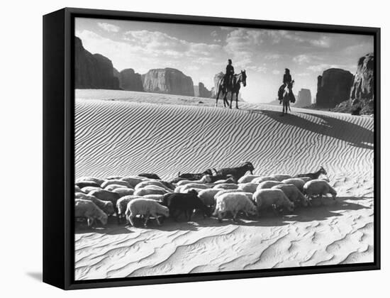 Native American Indians Herding their Sheep Through Desert-Loomis Dean-Framed Stretched Canvas