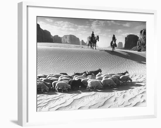 Native American Indians Herding their Sheep Through Desert-Loomis Dean-Framed Photographic Print