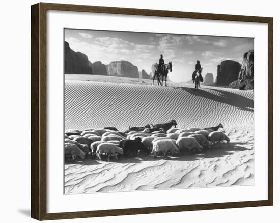 Native American Indians Herding their Sheep Through Desert-Loomis Dean-Framed Photographic Print