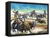 Native American Indians Killing American Bison-Ron Embleton-Framed Stretched Canvas