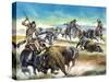 Native American Indians Killing American Bison-Ron Embleton-Stretched Canvas