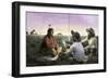 Native American Joining Cowboys at their Campfire, Late 1800s-null-Framed Giclee Print