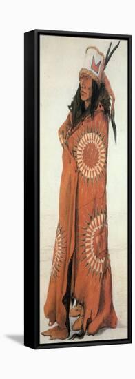 Native American Man in Painted Robe-Science Source-Framed Stretched Canvas