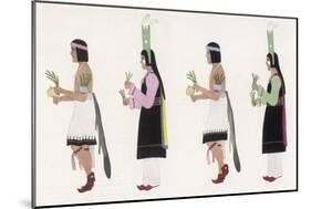 Native American Men and Women Dancing with Drums and Herbs-null-Mounted Art Print