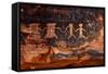 Native American Petroglyphs in Red Sandstone from the Southwestern Desert-tobkatrina-Framed Stretched Canvas