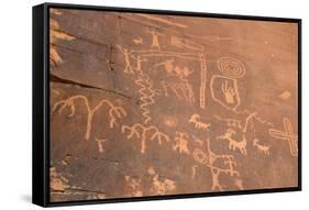 Native American Petroglyphs, Valley of Fire State Park, Nevada, Usa-Ethel Davies-Framed Stretched Canvas