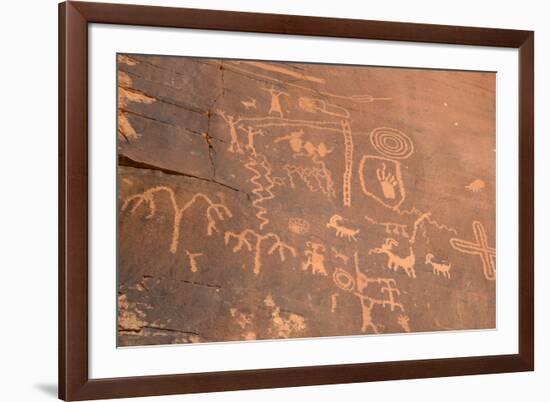 Native American Petroglyphs, Valley of Fire State Park, Nevada, Usa-Ethel Davies-Framed Photographic Print