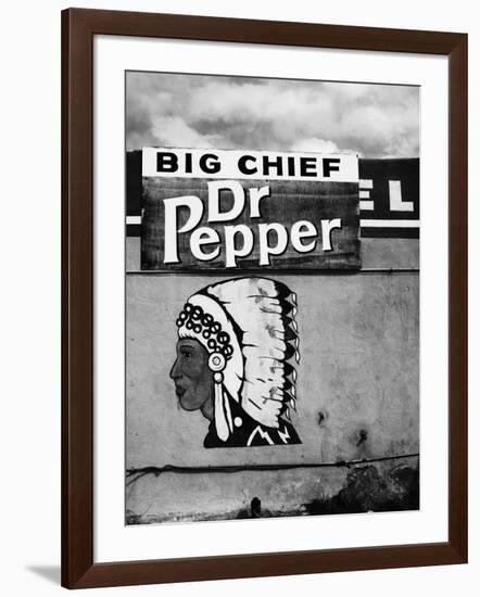 Native American Profile and Dr. Pepper Sign, San Ysidro, New Mexico-Kevin Lange-Framed Photographic Print