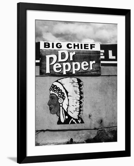 Native American Profile and Dr. Pepper Sign, San Ysidro, New Mexico-Kevin Lange-Framed Photographic Print