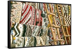Native American Rugs. Albuquerque, New Mexico, USA. Central Ave, Route 66-Julien McRoberts-Framed Stretched Canvas