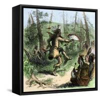 Native American Shaman Leading a Ceremonial Dance-null-Framed Stretched Canvas