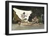 Native American Shaman Using Pictures on a Buffalo Robe to Cure a Young Man's Illness-null-Framed Premium Giclee Print