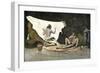 Native American Shaman Using Pictures on a Buffalo Robe to Cure a Young Man's Illness-null-Framed Giclee Print