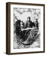 Native American Silversmith from Navajo Tribe Sitting with His Wares-Will Soule-Framed Photographic Print