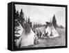 Native American Teepee Camp, Montana, C.1900 (B/W Photo)-American Photographer-Framed Stretched Canvas