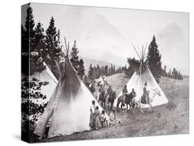 Native American Teepee Camp, Montana, C.1900 (B/W Photo)-American Photographer-Stretched Canvas