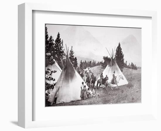 Native American Teepee Camp, Montana, C.1900 (B/W Photo)-American Photographer-Framed Giclee Print