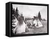 Native American Teepee Camp, Montana, C.1900 (B/W Photo)-American Photographer-Framed Stretched Canvas