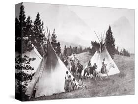 Native American Teepee Camp, Montana, C.1900 (B/W Photo)-American Photographer-Stretched Canvas