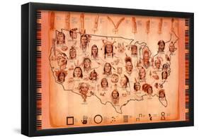 Native American Tribes Map Art Print Poster-null-Framed Poster