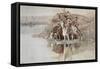 Native American War Party-Charles Marion Russell-Framed Stretched Canvas