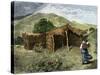 Native American Woman Approaching Hut Where Mass Is Celebrated Near Pachuca, Mexico, 1800s-null-Stretched Canvas