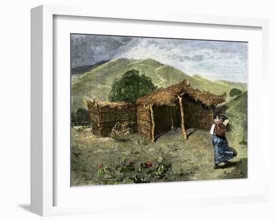 Native American Woman Approaching Hut Where Mass Is Celebrated Near Pachuca, Mexico, 1800s-null-Framed Giclee Print