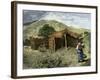 Native American Woman Approaching Hut Where Mass Is Celebrated Near Pachuca, Mexico, 1800s-null-Framed Giclee Print