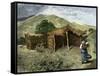 Native American Woman Approaching Hut Where Mass Is Celebrated Near Pachuca, Mexico, 1800s-null-Framed Stretched Canvas