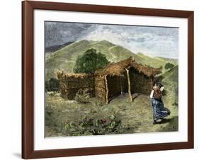 Native American Woman Approaching Hut Where Mass Is Celebrated Near Pachuca, Mexico, 1800s-null-Framed Giclee Print