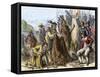 Native Americans Aboard Ship to Trade Their Furs to Europeans-null-Framed Stretched Canvas