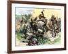 Native Americans Attack the American Garrison at Fort Dearborn in Illinois during the War of 1812-null-Framed Giclee Print