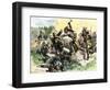 Native Americans Attack the American Garrison at Fort Dearborn in Illinois during the War of 1812-null-Framed Giclee Print