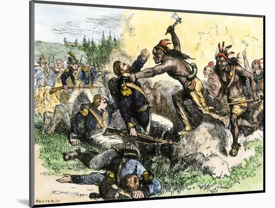 Native Americans Attack the American Garrison at Fort Dearborn in Illinois during the War of 1812-null-Mounted Giclee Print