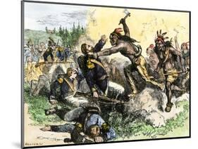 Native Americans Attack the American Garrison at Fort Dearborn in Illinois during the War of 1812-null-Mounted Giclee Print